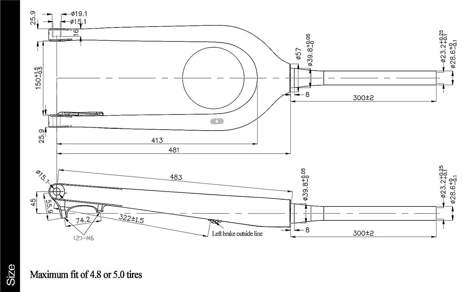 26erx4.00 Fat Bike Carbon MTB Bicycle Rigid Hard Fork 150X15mm Thru Axle
